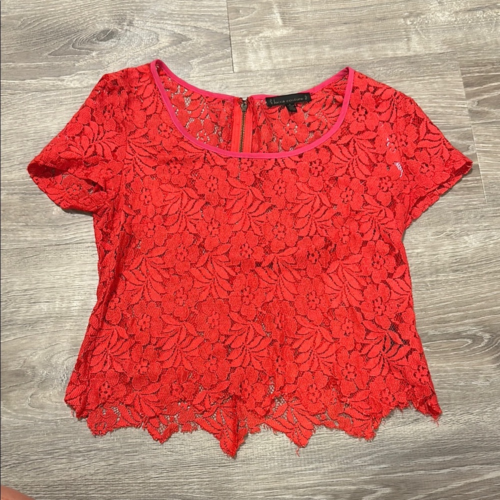 Lucca Couture Red Lace Crop Blouse